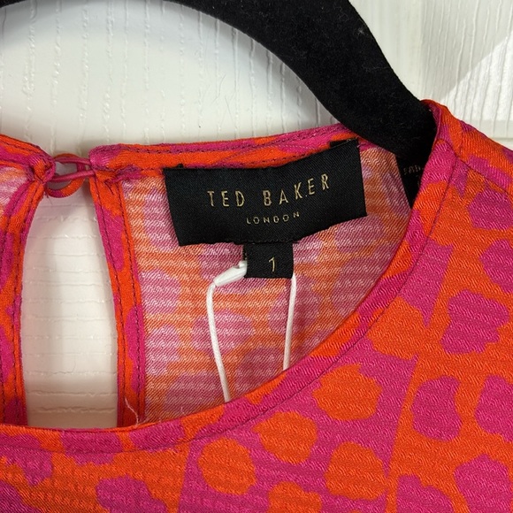 NWT Ted Baker Merrick deep pink orange integral tie front shirt xs - Picture 5 of 10